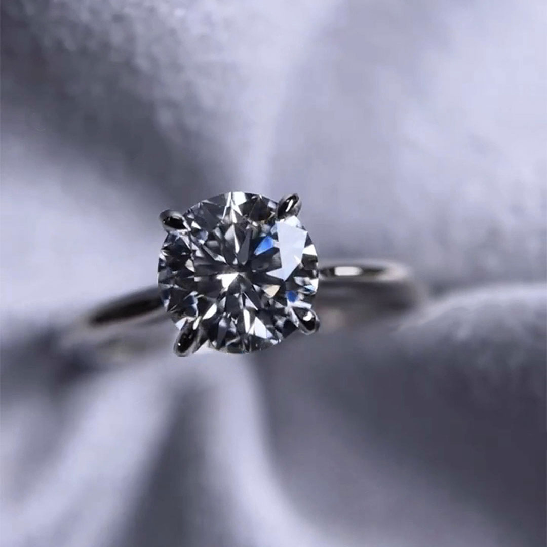 2CT Round Cut Moissanite Engagement Ring In S925 Silver - 14K Gold Plated