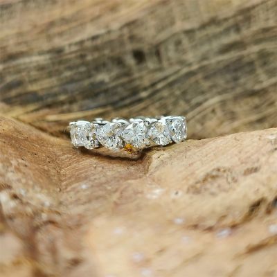 3.45CT Heart Cut Moissanite Wedding Band In S925 Silver - 14K Gold Plated